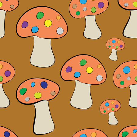 Seamless texture with orange colorful a fly agaricのイラスト素材