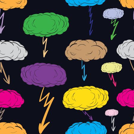 Seamless texture with color clouds and lightningsのイラスト素材