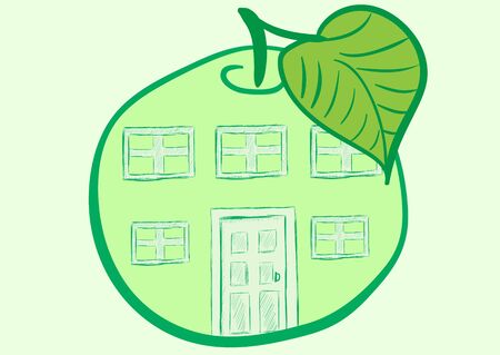The apple house with windows and a doorのイラスト素材