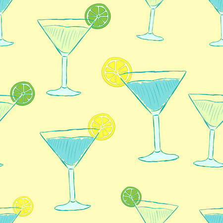 Seamless texture with cocktails on a light backgroundのイラスト素材