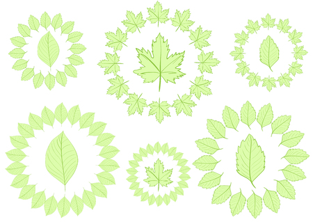 Various leaves surrounded with other green leavesのイラスト素材