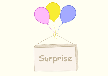 Multi-colored balloons and the plate with an inscriptionのイラスト素材