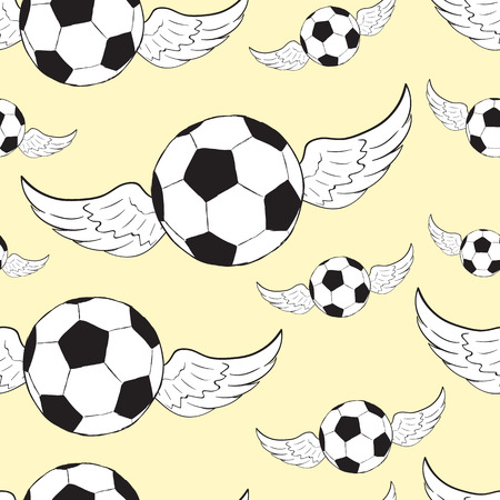 Seamless texture with conceptual winged soccer ballsのイラスト素材
