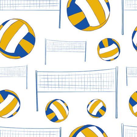 Seamless texture with volleyballs and a networkのイラスト素材