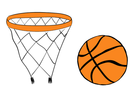 Basketball ring with a network and a basketball orange ballのイラスト素材