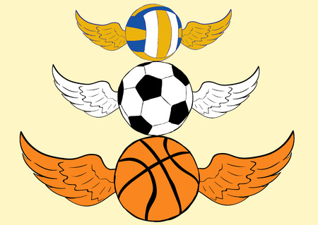 Three winged balls the football volleyball and basketballのイラスト素材