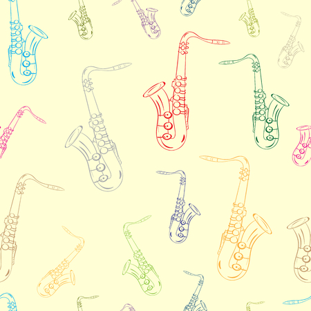 Seamless texture with color contours of a saxophoneのイラスト素材