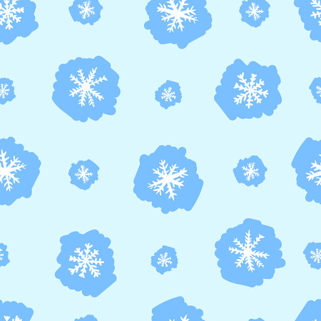Seamless texture with blue negligent snowflakes on the blueのイラスト素材