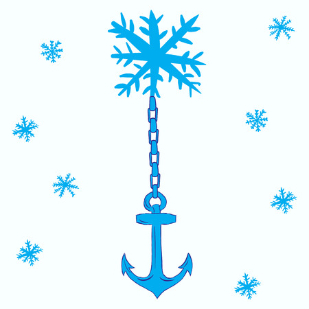 Conceptual illustration with a snowflake with an anchorのイラスト素材