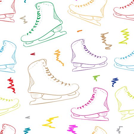 Seamless texture with the color skates and curve curlsのイラスト素材