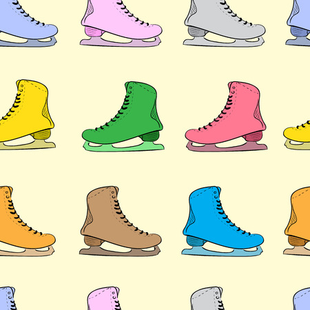 Seamless texture with the color skates on the yellowのイラスト素材