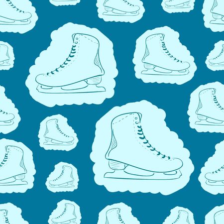 Seamless texture with the blue skates contoursのイラスト素材