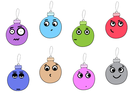 Conceptual illustration with emotional various Christmas ballsのイラスト素材
