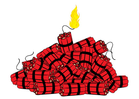 Wick on fire and a heap of dynamiteのイラスト素材