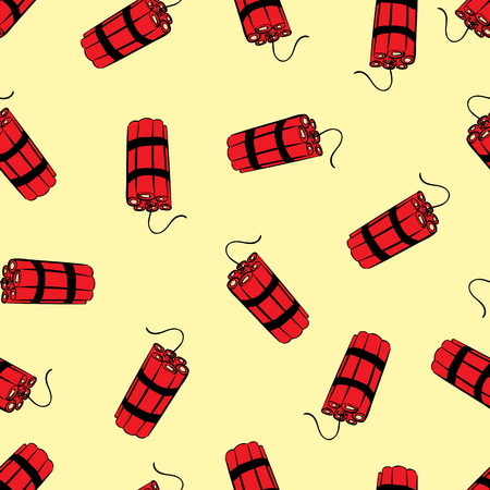 Seamless texture with red dynamite with a wickのイラスト素材