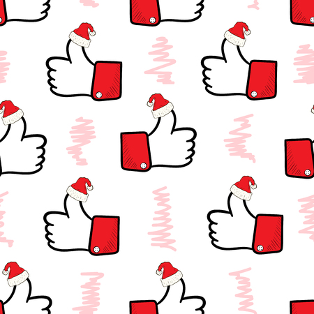 Seamless texture with red Christmas likes in capsのイラスト素材