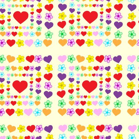 Seamless texture with flowers and hearts against a light backgroundのイラスト素材
