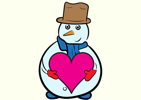 Illustration with a snowman in fashionable clothes with a heartのイラスト素材