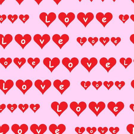 Seamless texture with inscriptions love in heartsのイラスト素材