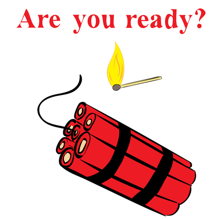 Conceptual illustration with a linking of dynamite and the lit matchstickのイラスト素材