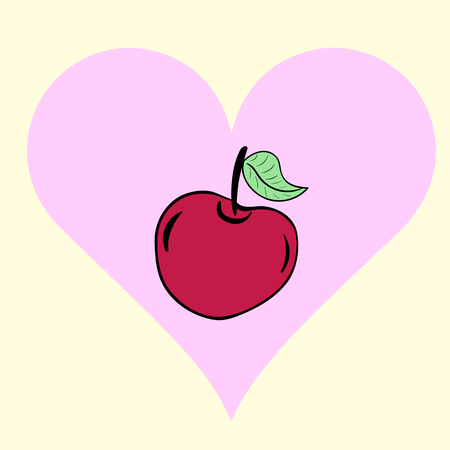 Conceptual illustration with cherry in a heart signのイラスト素材