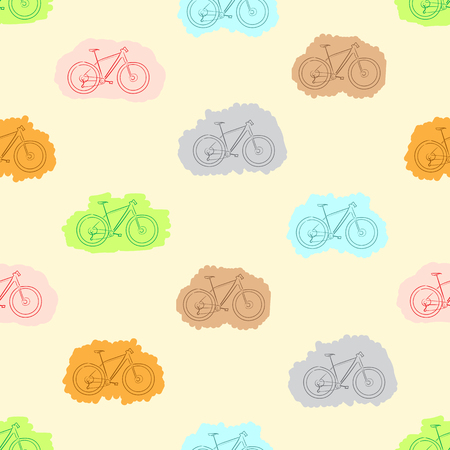 Seamless texture with color contours of bicyclesのイラスト素材