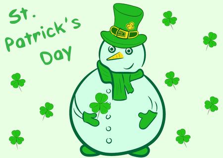 Illustration with a green snowman of a St. Patrick's Dayのイラスト素材