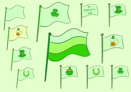 Clipart with green flags of a St. Patrick's Dayのイラスト素材