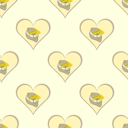 Seamless texture with motorcycle helmets in heartsのイラスト素材