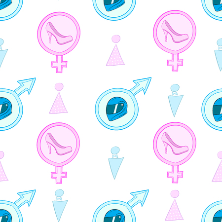 Seamless texture with a shoe and a helmet in sexual signsのイラスト素材