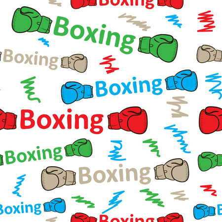 Seamless texture with an inscription  and boxing glovesのイラスト素材