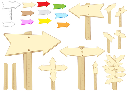 Collection of road signs in the form of arrowsのイラスト素材