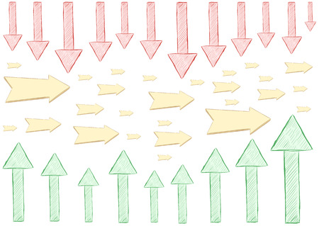 Illustration with three color signs of arrows diverselyのイラスト素材
