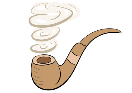 Conceptual illustration with a classical tube for smoking with a smokeのイラスト素材