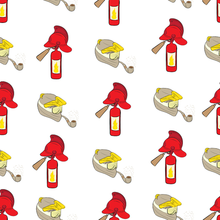 Seamless texture with fire helmets and motorcycle helmetsのイラスト素材