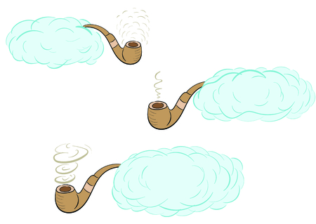 Conceptual illustration with the blue clouds smoking a pipeのイラスト素材