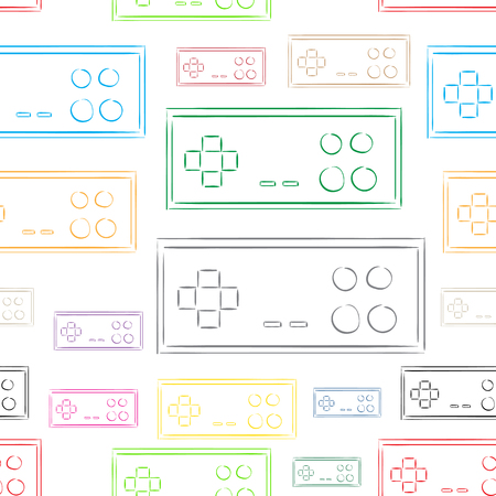 Seamless texture with color contours of classical gamepads