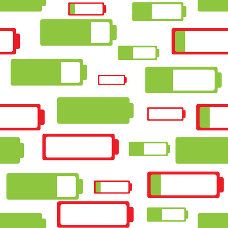 Seamless texture with green and red batteriesのイラスト素材