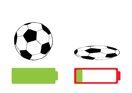 Serviceable soccerball and the full battery and the blown-off ballのイラスト素材