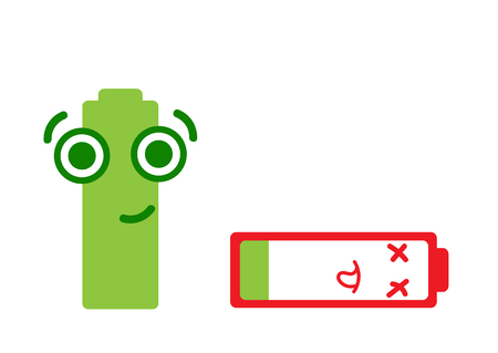 Conceptual illustration with the full happy battery and fallenのイラスト素材