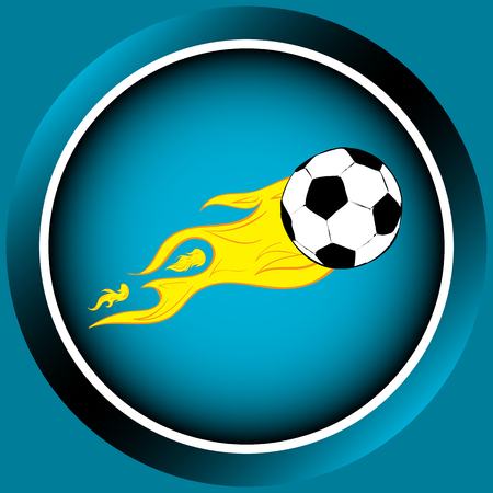 Icon the button with the flaring soccerballのイラスト素材