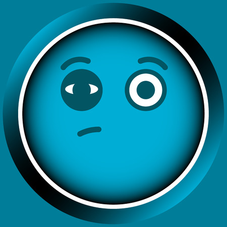 Icon the button of blue color with an amusing smile with bruiseのイラスト素材