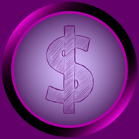 Icon with a dollar symbol in the round buttonのイラスト素材