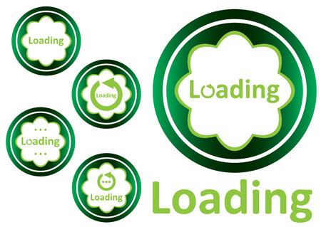Clipart with green icons with a loading symbolのイラスト素材