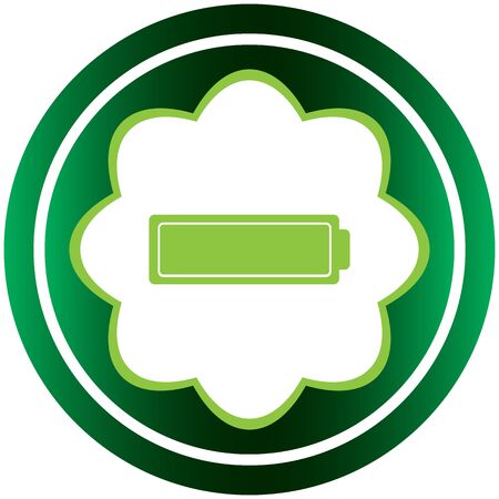 Green icon with a symbol of the charged batteryのイラスト素材