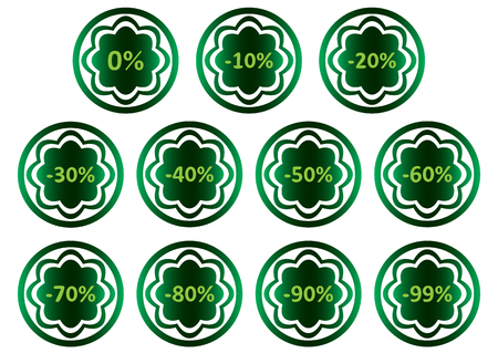 Clipart with green icons with symbols of percentのイラスト素材