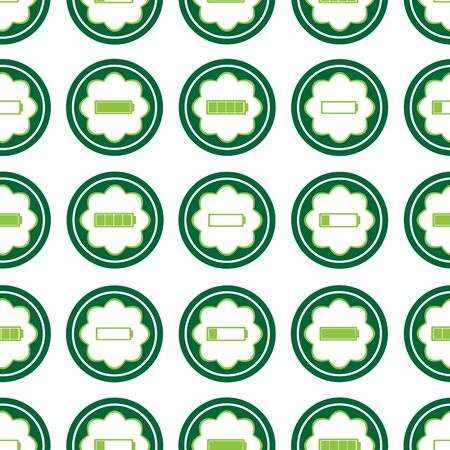 Seamless texture with green icons of batteriesのイラスト素材