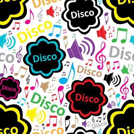 Seamless texture with disco music comic book styleのイラスト素材