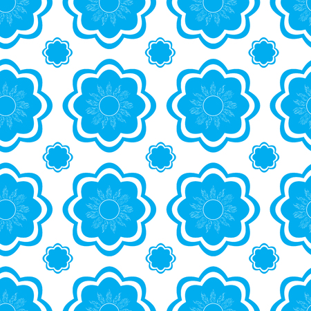 Seamless texture with blue icons with sun symbolsのイラスト素材