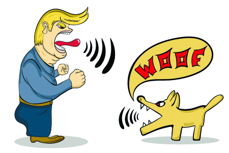 A person shouting with a dogのイラスト素材